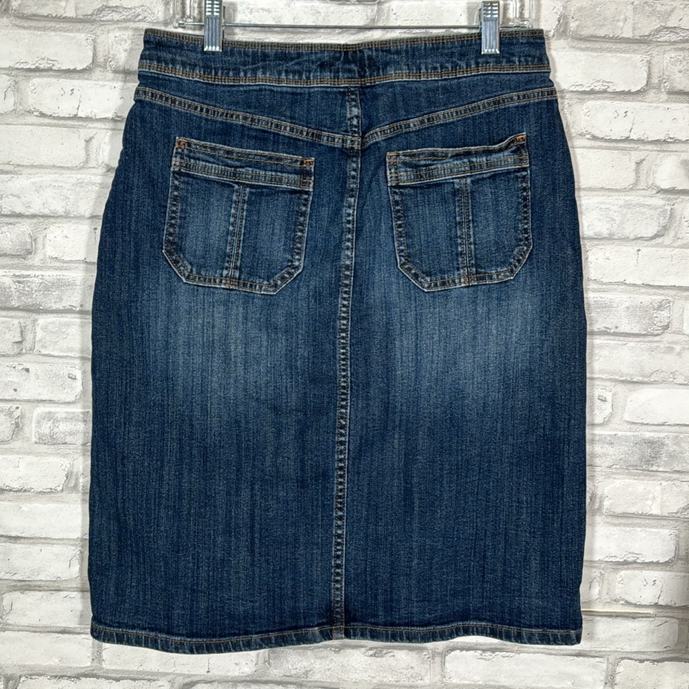 Liz Claiborne Dark Wash Jean Knee Skirt - Picture 3 of 7
